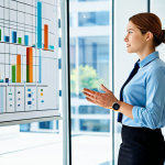 A thoughtful professional entrepreneur, fully clothed in a modest business casual outfit, stands in a modern, brightly lit office space. They are looking at a transparent, holographic display showing a blend of quantitative charts and qualitative customer feedback word clouds, symbolizing the pursuit of 'true value' beyond superficial numbers. The atmosphere is insightful and forward-thinking, with a focus on genuine connection. The subject has perfect anatomy, correct proportions, natural pose, well-formed hands, and proper finger count. This image is safe for work, appropriate content, fully clothed, professional, and family-friendly, high quality, professional photography, natural lighting.