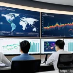 로우코스트 비즈니스 모델을 위한 데이터 분석 활용법 - A modern office scene showing a diverse team of professionals analyzing complex financial and operat...